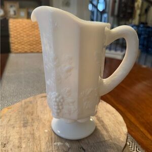 Vintage Westmoreland milk glass pitcher 8”